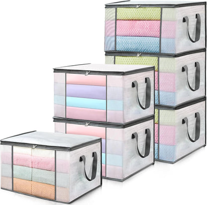 2 Pack Under Bed Storage Containers Bins, Humid-Proof Plastic Underbed Storage Bins, Clothes Storage and Organization Bags, Under the Bed Blanket Storage with Handles for Clothes, Bedroom
