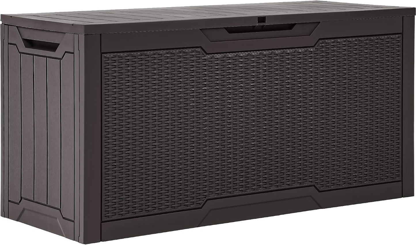 YITAHOME 100 Gallon Large Outdoor Deck Box | Waterproof Resin Storage Box, Lockable Indoor Outdoor Storage Container for Patio Furniture Cushions, Pool Accessories