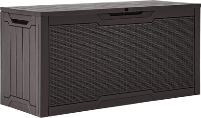 YITAHOME 100 Gallon Large Outdoor Deck Box | Waterproof Resin Storage Box, Lockable Indoor Outdoor Storage Container for Patio Furniture Cushions, Pool Accessories