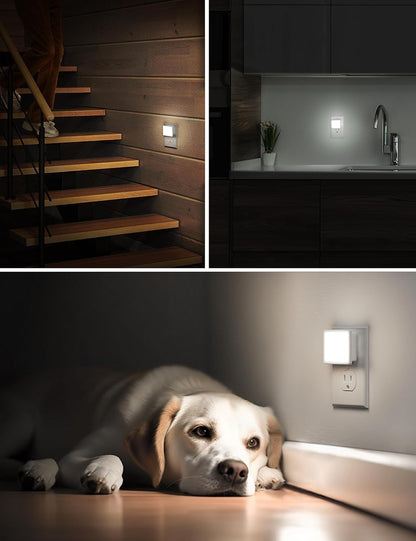 L LOHAS LED Night Lights Plug into Wall 2-Pack, 0.3W Plug in Night Light, Dusk to Dawn, 3000K Soft White, Bright Nightlight Auto-On/Off, for Adults Kids Room Bedroom Bathroom Hallway Kitchen, Non-Dim
