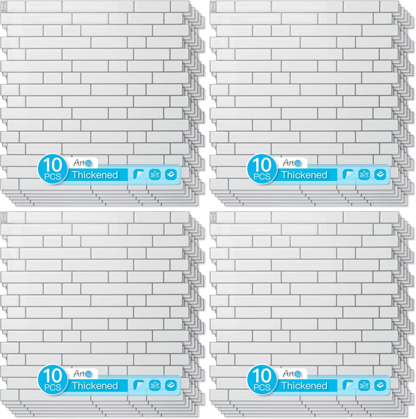 Art3d 10-Sheet Heavy-Duty Peel and Stick Backsplash, Waterproof Wall Tiles Stick on Kitchen Backsplash Living Space, Beige & White