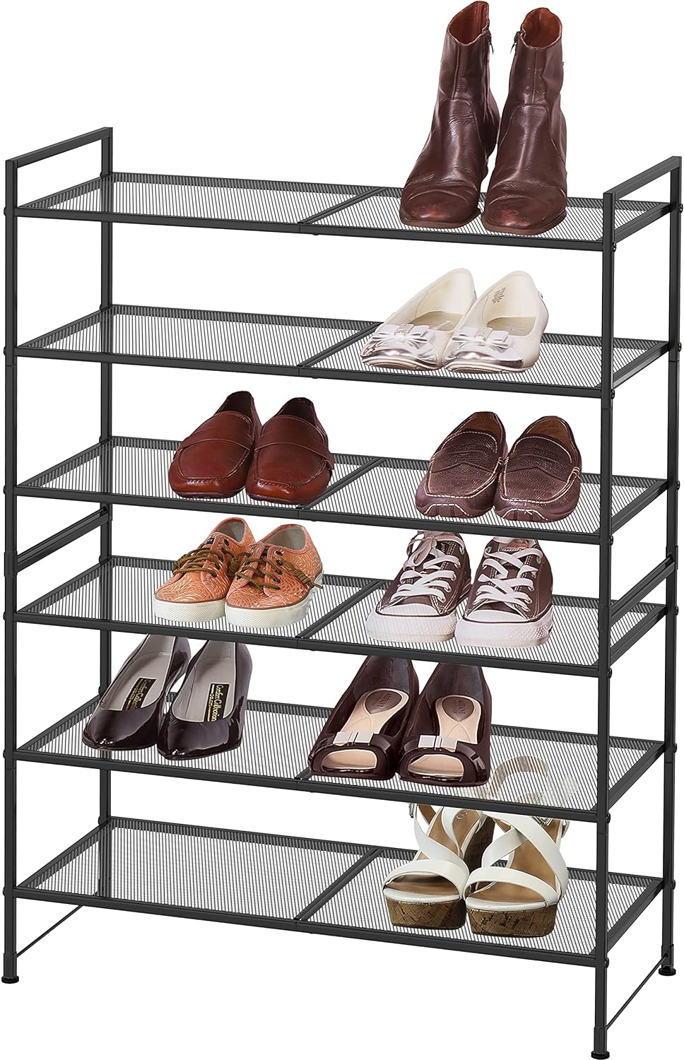 Simple Houseware 3-Tier Stackable Shoes Rack Storage Shelf, Black