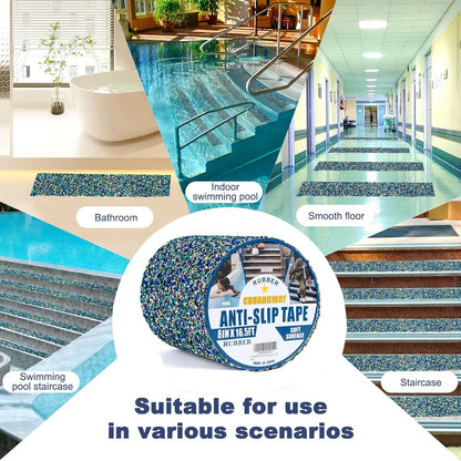 Pool Rubber Grip Tape, Anti Slip Tape 4Inch x 16.5Ft,Waterproof,Soft Satety Non-Slip Tape for Pool Stair Tread Traction,Tub,Boats,Trail,Outdoor and Indoor Use (4inch x 16.5feet)