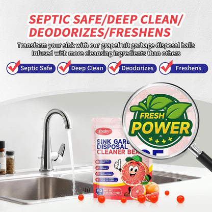 50 Count Garbage Disposal Cleaner and Deodorizer – Sink Odor Eliminator, New Powerful XL Sink Drain Freshener Pods | Dissolves Grease, Eliminates Odors, Lemon Zest Scent