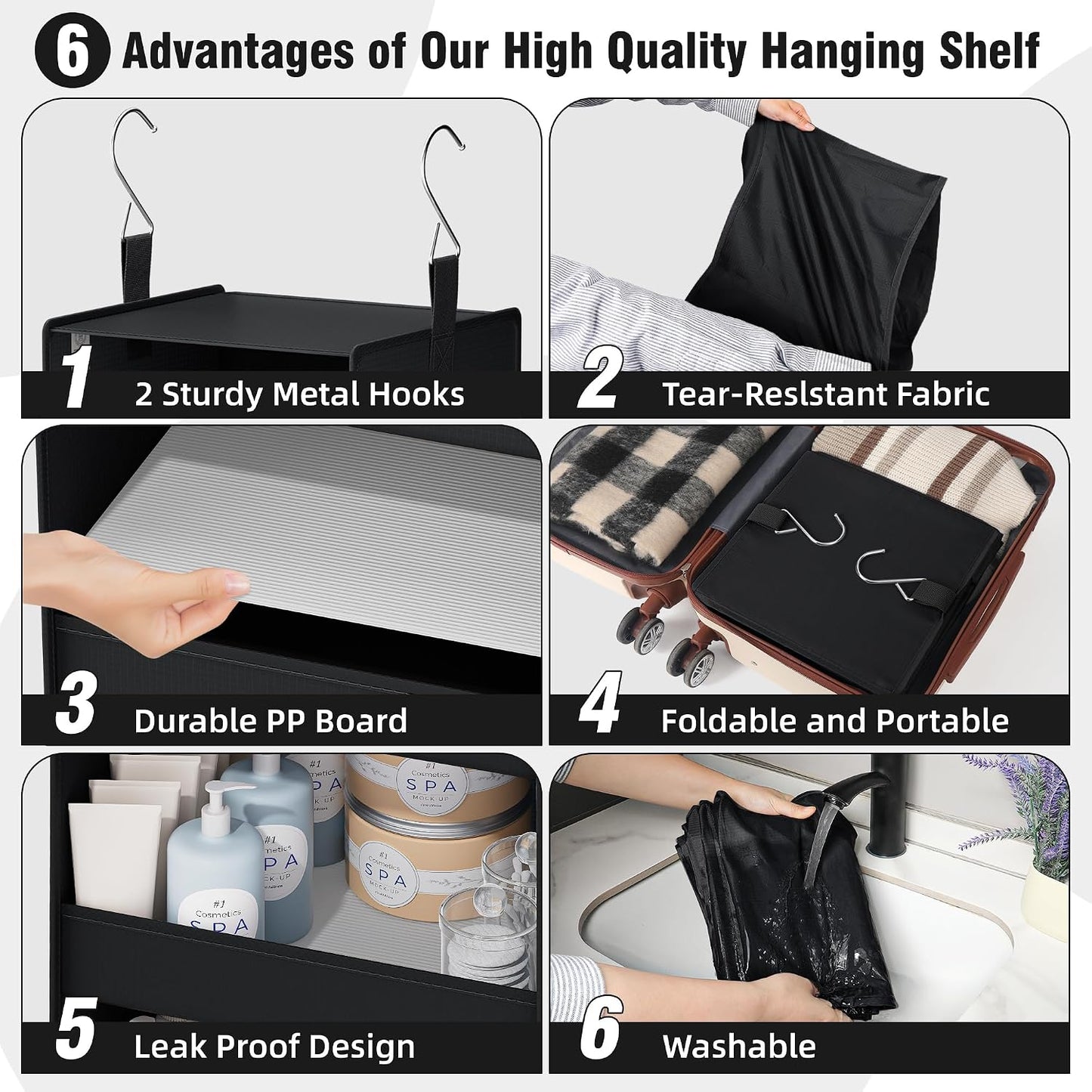 GRANNY SAYS 3-Shelf Hanging Closet Organizer and Storage, Collapsible Hanging Closet Shelves, Hanging Organizer for Closet & RV, Gray, 29 ½" H X 12" W X 12" D, 1-Pack