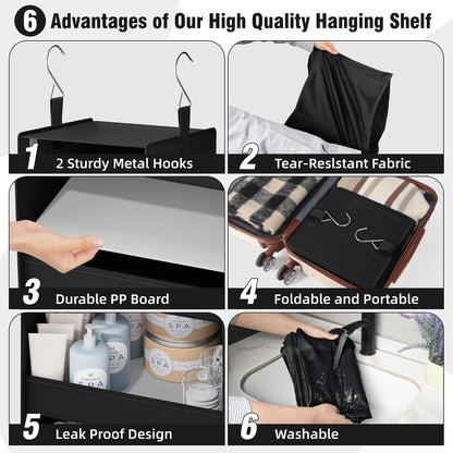 GRANNY SAYS 3-Shelf Hanging Closet Organizer and Storage, Collapsible Hanging Closet Shelves, Hanging Organizer for Closet & RV, Gray, 29 ½" H X 12" W X 12" D, 1-Pack