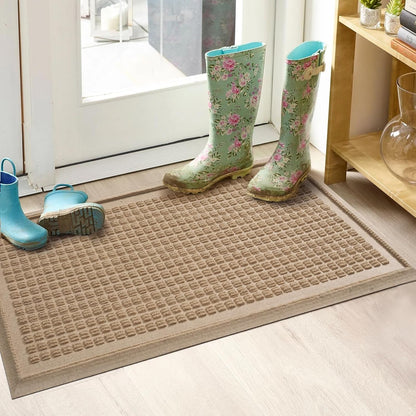 HIYARD Boot Tray for Entryway, Non-Slip Shoe Tray Drying Mat, Waterproof Boot Mat for Muddy Boots, Heavy Duty Shoe Storage Trays, Indoor/Outdoor Use, 16x47 inches, Beige