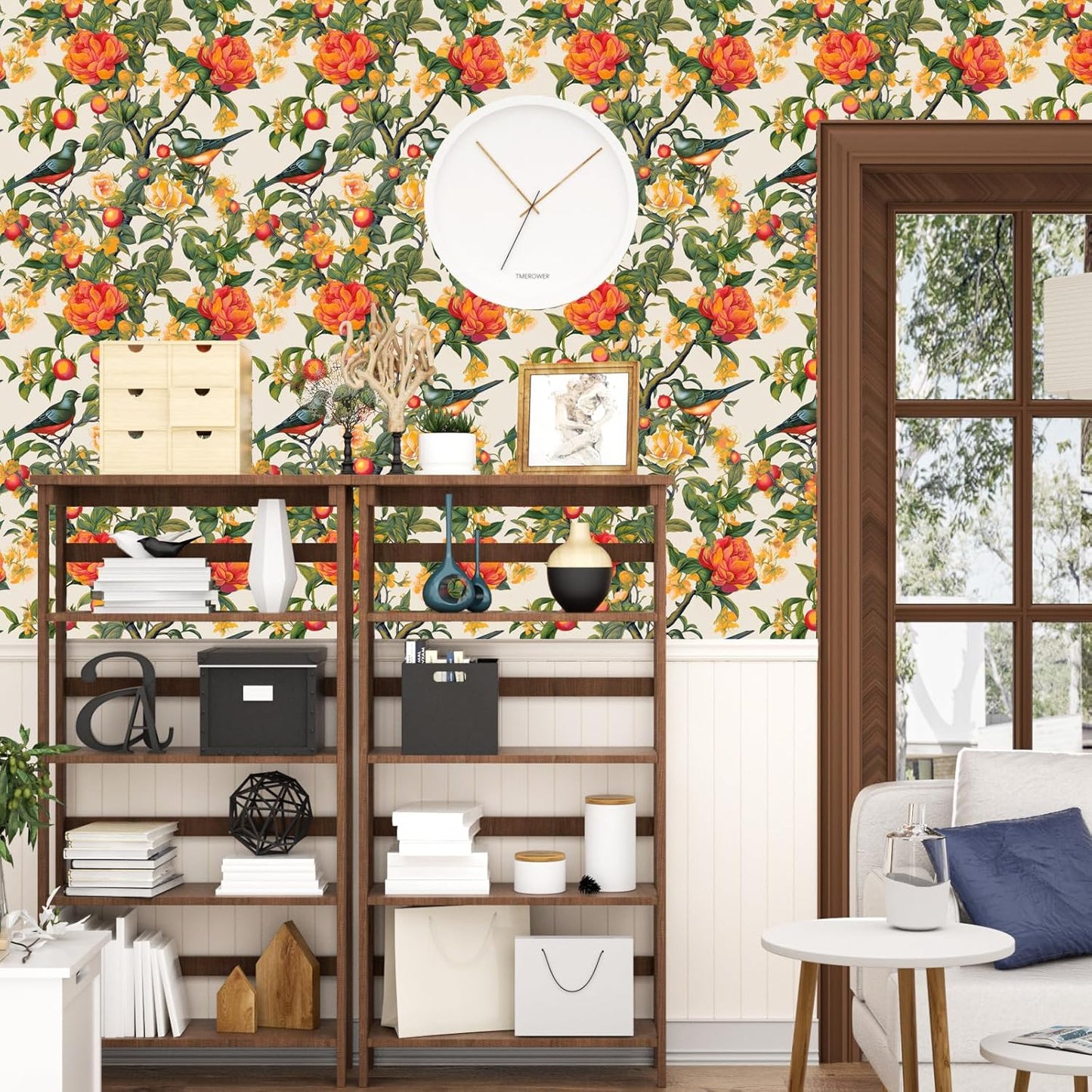 Danodoi Yellow Floral Wallpaper Peel and Stick Vinyl Wallpaper Stick and Peel Colorful Contact Paper for Cabinets Waterproof Self Adhesive Wall Paper for Kitchen Countertop Wall 17.5" x 118"