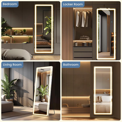 Arched Mirror Full Length, Upgraded 16"x59" Body Wall Mirrors with Shatter-Proof Glass, Floor Standing, Hanging or Leaning, Tall Arch Mirror with Stand Aluminum Alloy Frame for Bedroom Cloakroom