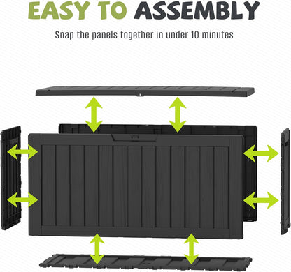 85 Gallon Package Delivery Boxes Outside Secure Waterproof Resin UV Resistant Lockable Mail Parcel Drop Mailbox Storage Deck Box for Outdoor Porch Patio Black