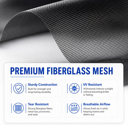 48" x 118" Window Screen Replacement Mesh, Black Fiberglass Screen for Window & Screen Door Repair, Durable High Visibility Mesh for Patio, Sliding Door & Window Screens