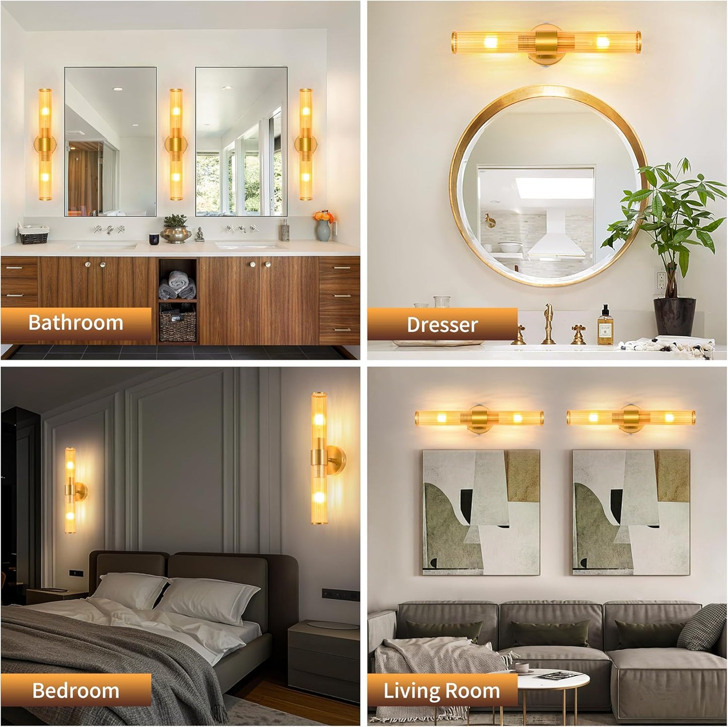 Morauroral Gold Battery Operated Wall Sconces Set of Two, Rechargeable Wall Sconce with Dimmable Remote Control, 20 Inch Wireless Sconce Wall Light for Bedroom, Living Room (Bulbs Included)