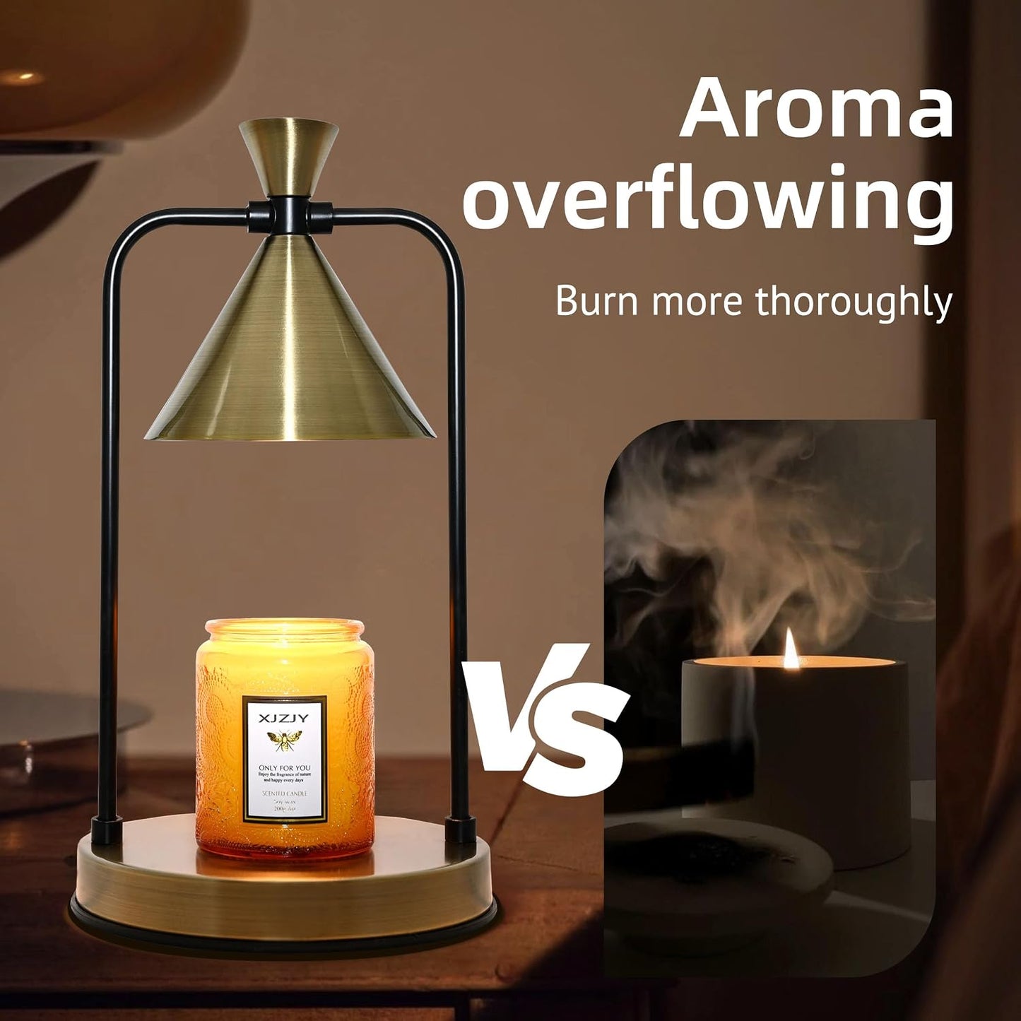 XJZJY Candle Warmer Lamp with Timer Dimmer,Unique Birthday Gifts for Women Mom,House Warming Gifts New Home Room Decor,Wax melt Warmer for Scented Wax Jar Candles,Black-Large