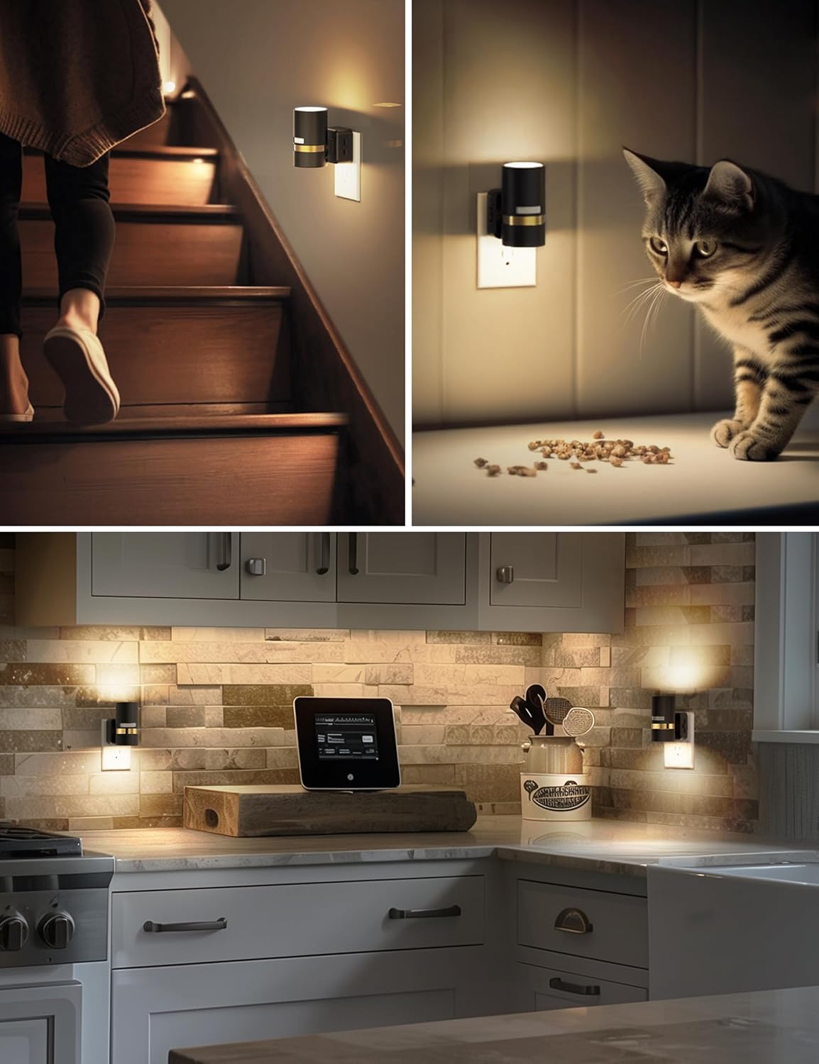 L LOHAS LED Motion Sensor Night Light Plug in, Night Lights Plug into Wall with Adjustable Brightness, 1600K Amber Light, 1W Energy-Saving Nightlight for Bathroom Bedroom Kitchen Hallway, 2 Pack