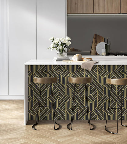CiCiwind Wallpaper Peel and Stick Modern White and Gold Contact Paper Peel and Stick Geometric Removable Self Adhesive Wall Paper for Bedroom Renter Friendly Papel Tapiz para Pared 15.7"x118"