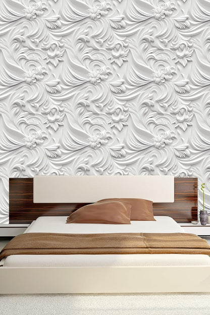 Floral Peel and Stick Wallpaper 3D Effect Interior Wall Décor Contact Paper Self Adhesive Removable Renter Friendly for Bedroom Living Cabinet Room 17.7in x 9.8ft (Not Textured Wallpaper