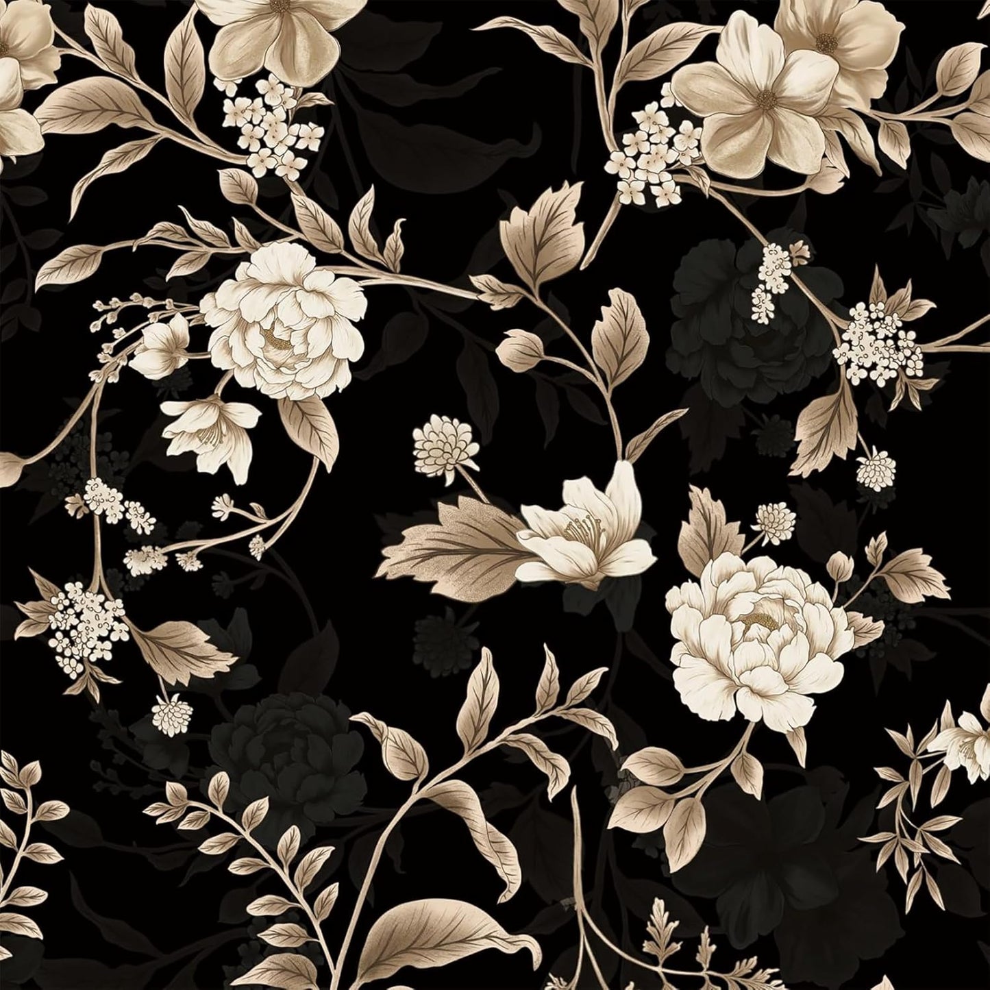 Dimoon 17.3" X 78.7" Peel and Stick Wallpaper Floral Contact Paper Boho Beige White Renter Friendly Natural Wall Paper Waterproof Removable Self Adhesive Wallpaper for Bedroom Livingroom Vinyl Roll