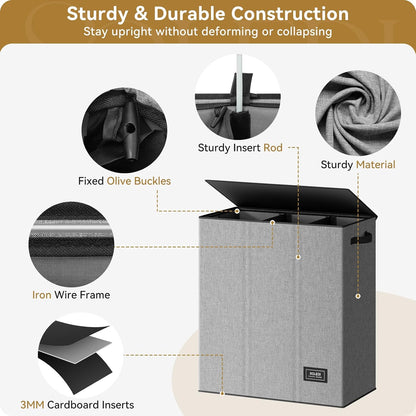 SOLEDI 180L Laundry Hamper 3 Section, Extra Large Laundry Hamper with Lid, Dirty Clothes Hamper with Sturdy Handle, Large Laundry Basket Organizer for Laundry Room, Bedroom, Hampers for Laundry