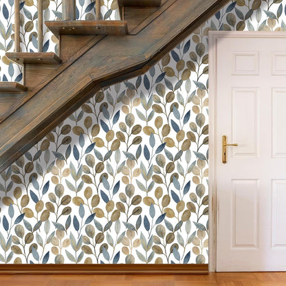 Magnolia Floral Leaf Peel and Stick Wallpaper Vintage Contact Wall Paper Modern Botanical Self Adhesive Vinyl Removable Renter Friendly Leaves Wallpaper 17.7in x 6.6ft