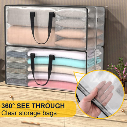 Heavy Duty Extra Large Blue Moving Bags with Strong Zipper Backpack Handles | 4 Pack Clothes Storage Bags Totes Space Saving Moving Boxes Bins Packing Bags for College Dorm Compatible with Ikea Frakta