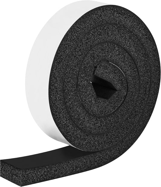 Foam Strips with Adhesive, 1 Inch Wide X 1 Inch Thick, Neoprene Weather Stripping High Density Closed Cell Foam Tape Seal for Doors and Windows Insulation, Total 13 Feet Long(6.5ft x 2 Rolls)