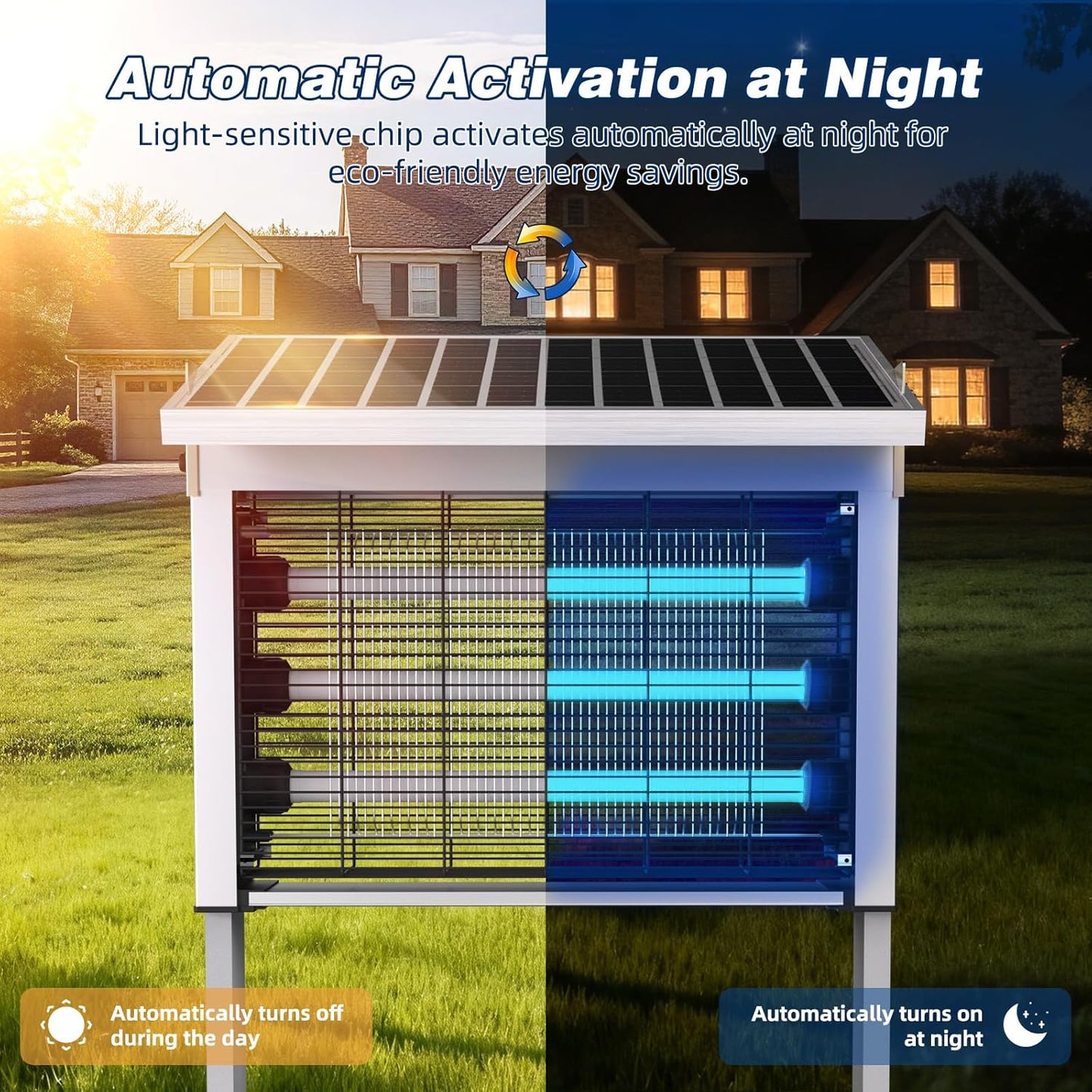 Powerful Large Solar Bug Zapper for 3000 sq.ft with 13FT Extension Cord | Rechargeable Outdoor Mosqutio Killer with 13W Solar Panel, Waterproof Solar Bug Zapper for Patio Garden Backyard RV Camping