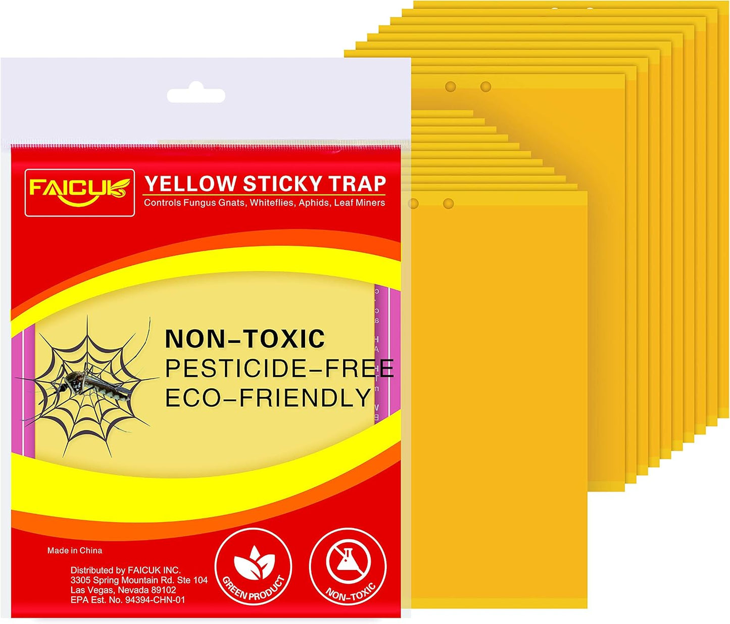 Faicuk Yellow Dual-Sided Sticky Fly Traps for Plant Insect Like Aphids, Fungus Gnats, Leaf Miners and White Flies (30 Pack)