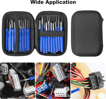 Terminal Pin Removal Tool Kit 82 Pcs Depinning Electrical Connector Pin Extractor Tool Set Wire Terminal Release for Automotive Car Household Devices - Black