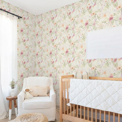 Dimoon 17.3''x78.7'' Peel and Stick Wallpaper Floral Cute Contact Paper Vintage Village Country Cottage Wallpaper Farmhouse Yellow Beige Renter Friendly Geometry Waterproof Embossed Kitchen Bedroom