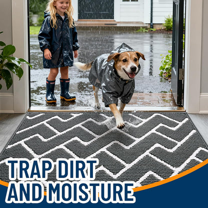 OLANLY Front Door Mat, Non-Slip Rubber Backing, Dirt Resistant and Absorbent, Washable, Easy to Clean Low-Profile Indoor Doormat for Back Door, Entryway, Inside Entrance, 32x20, Grey