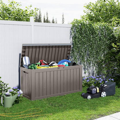 PatioZen 100 Gallon Resin Deck Box, Lockable Patio Outdoor Storage Box for Furniture, Garden Tools and Tools Storage, Waterproof Outside Storage Boxes - Black