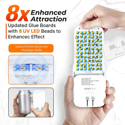Mosalogic Fruit Fly Traps for Indoors Gnat Trap for House Indoor-600 Sqft Protection Area UV Fly Insect Trapper for Fruit Flies，Gnats，Mosquito，and Other Flying Insect Plug-in Bug Killer White 2Pack