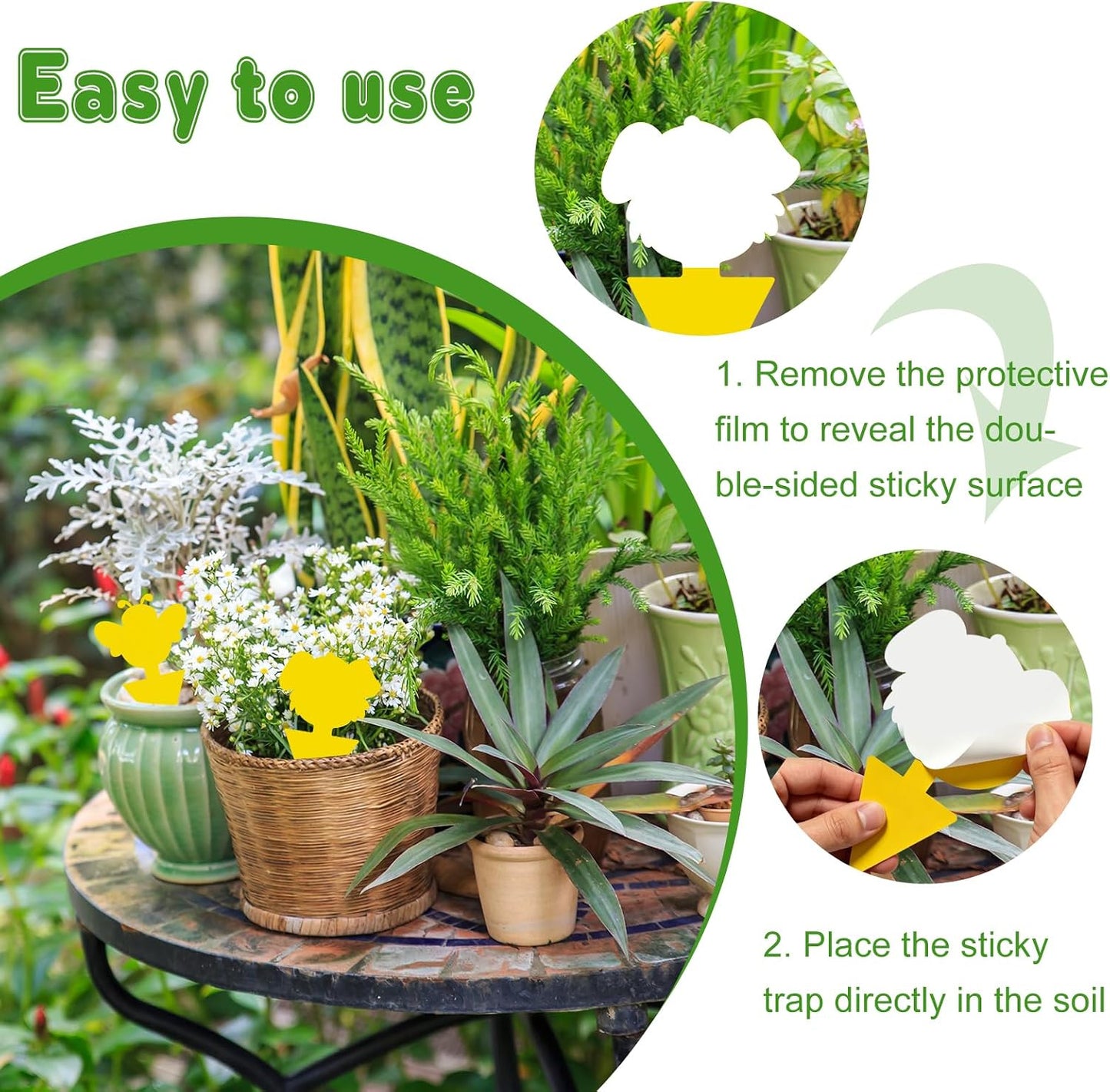 Yellow Sticky Traps for Plant Gnats, 50 Pack Fungus Gnat Trap, Effective Sticky Gnat Traps for Indoor and Outdoor Plants