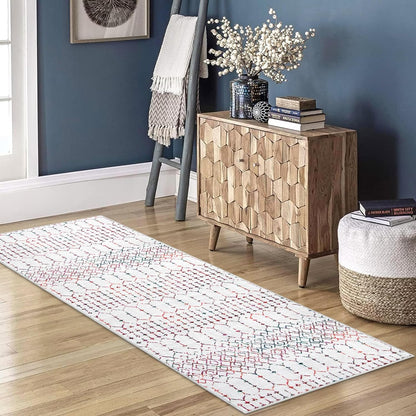 Lahome Moroccan Entry Rug 2x3, Non-Slip Washable Front Indoor Door Mat Rubber Backing Low-Profile Door Rugs, Small Geometric Print Distressed for Entryway Bathroom Kitchen, Black Hana