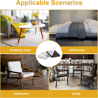 12Pcs Furniture Sliders,1.5 Inches Square Self-Adhesive Furniture Sliders Pads, Reusable Furniture Chair Leg Sliders Carpet Sliders for Hardwood Floors Moving Table Desk Bed Sofa Couch Cabinet