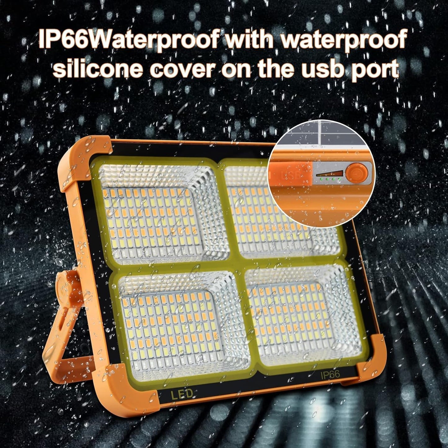 Portable LED Work Solar Light 100W 16500mAh 10000 LM with Stepless Brightness Job Site Battery Rechargeable LED Floor Light for Emergency Worklight for Hurricane