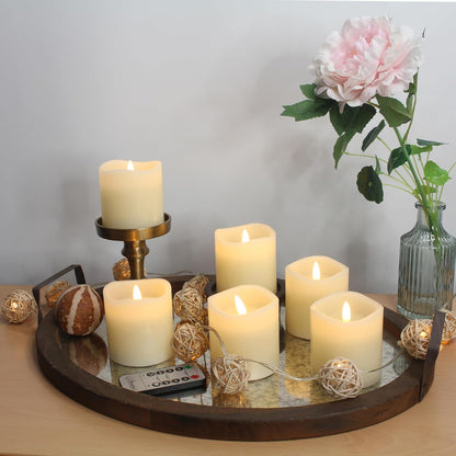 Stonebriar 6 Count White Real Wax 3x3 Flameless LED Pillar Candles with Remote and Timer