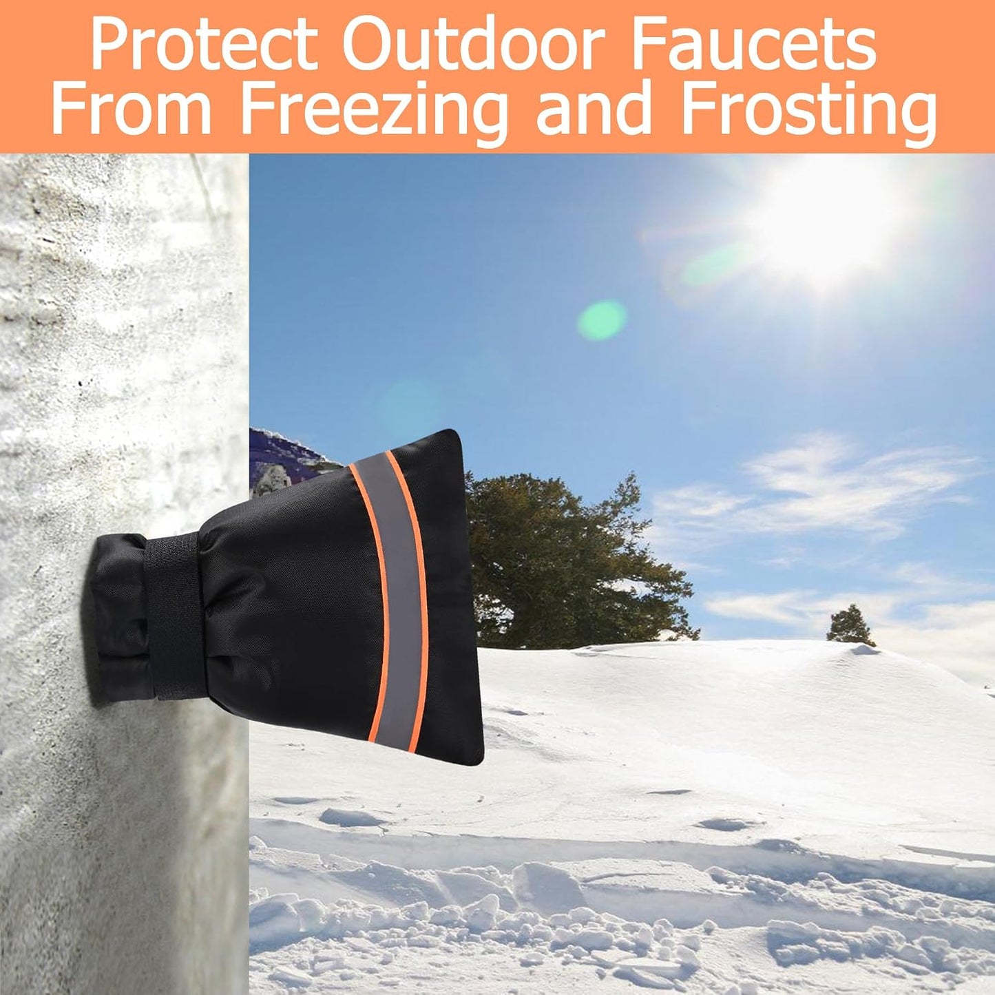 Outdoor Faucet Cover, Thicken Outdoor Faucet Covers for Winter Freeze Protection 5.9" W x 7.1" H Orange Reflective Strip, Outside Faucet Socks Reusable Waterproof Insulated Wrap Spigot Cover, 4 Pack