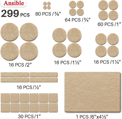 Ansible 60 PCS Felt Furniture Pads 1", Felt Pads for Chair Leg Floor Protectors for Hardwood Floors Round (Beige)