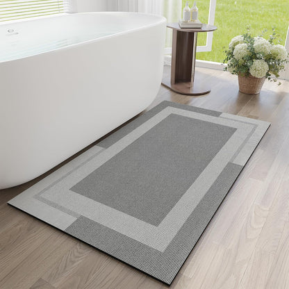 YDKGL Non Slip Bath Mat, Rubber Backing Ultra Thin Bathroom Rugs Fit Under Door Quick Dry Super Absorbent Washable Bath Rug Shower Mat for Bathroom Floor Bathtub Shower Sink, Easy Care Blue 16"x 24"
