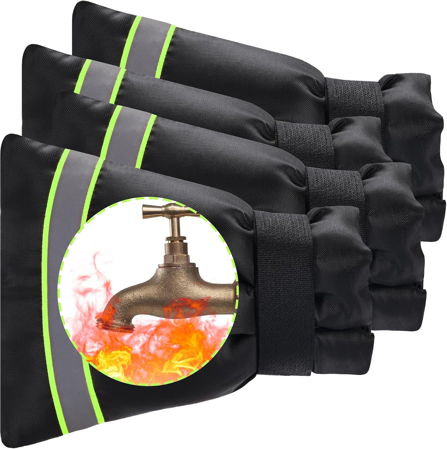 Outdoor Faucet Cover, Thicken Outdoor Faucet Covers for Winter Freeze Protection 5.9" W x 7.1" H Orange Reflective Strip, Outside Faucet Socks Reusable Waterproof Insulated Wrap Spigot Cover, 4 Pack