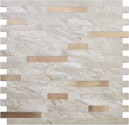 DICOFUN 10-Sheet Peel and Stick Backsplash Wall Tile, PVC Kitchen Backsplash Peel and Stick in Sandstone, 9.4 sq.ft