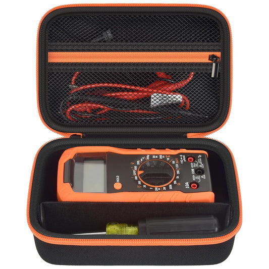 Boobowl Multimeter Case for Klein MM325/MM420/69149P and Fluke 115/117 | Hard EVA Shell, Soft Lining, Removable Divider, Mesh Pocket for Leads and Probes, for Electricians, Black, Case Only
