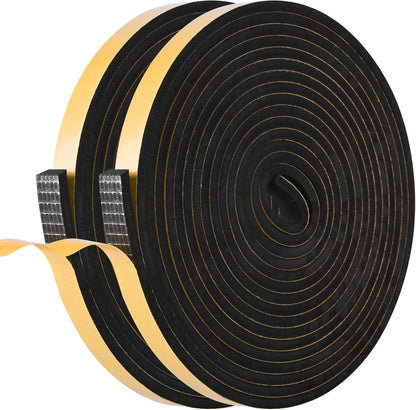 Kikerike Self Adhesive Foam Tape Weatherstrip 1/2In x 1/4In x 16.5Ft High Density Foam Insulation Strips Seal Weather Stripping with Strong Adhesive for Door and Window Sound Isolation Soundproofing