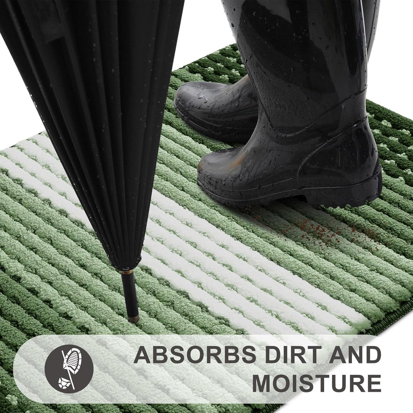 Kitinjoy Indoor Outdoor Door Mat, 32x20 Non-Slip Absorbent Dirt Trapper, Low-Profile Washable Inside Entrance Front Floor Mat, Sturdy Soft Entry Doormats for Entryway, Grey