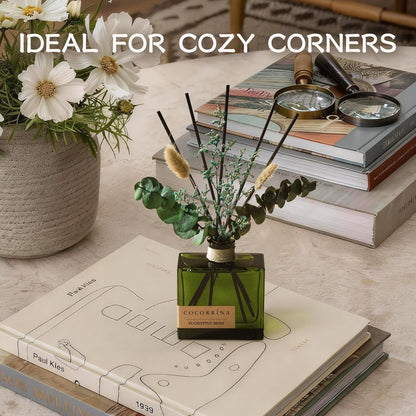 COCORRÍNA Reed Diffuser, 6.76 oz Moroccan Amber Scent Reed Diffuser with 6 Sticks & Dried Flowers, Long Lasting Elegant Fragrance Home Décor for Bathroom Bedroom Office