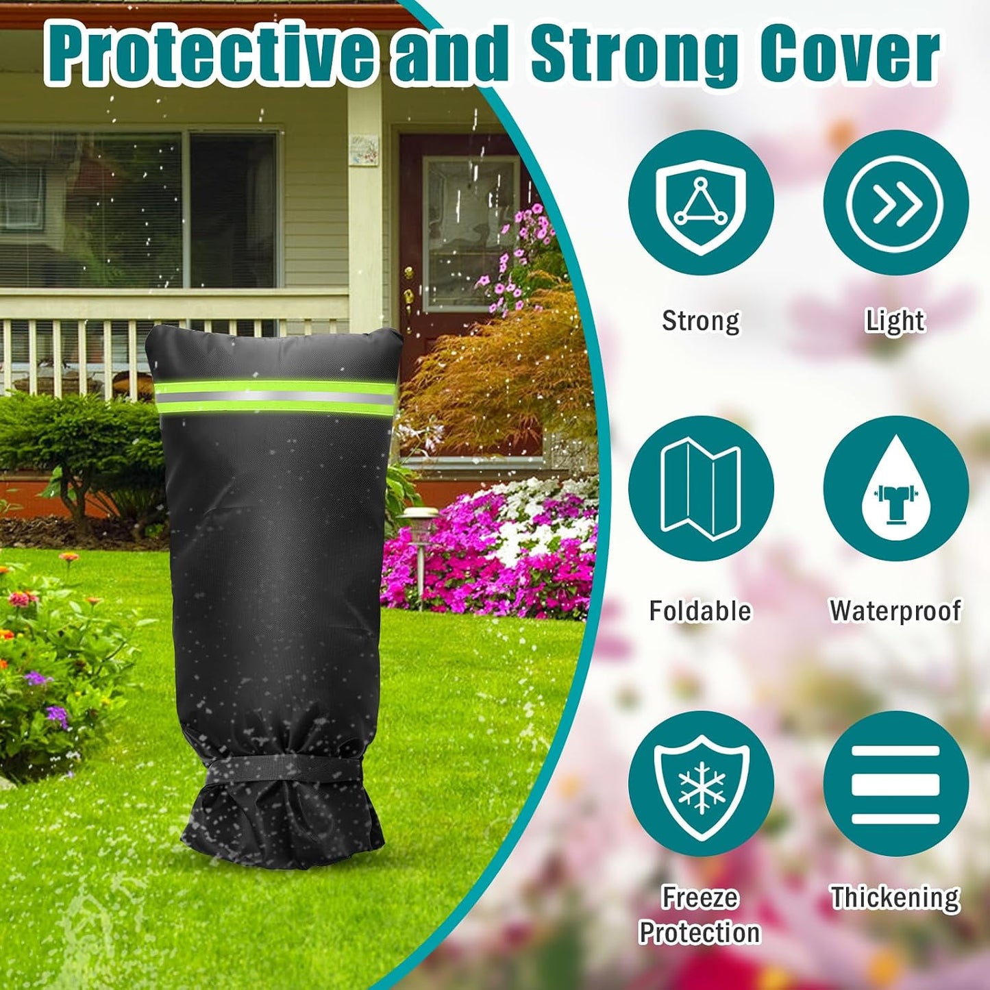 Outdoor Faucet Cover Socks with Reflective Strips, 25" x 13" Insulated Garden Faucet Socks for Winter Freeze Protection, Thicker Outdoor Spigot Cover Tap Hose Bib Socks