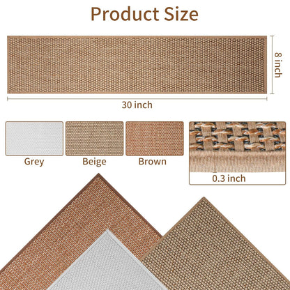 Carpet Stairs Runner for Wood Stairs, 30"x 30",Reusable Washable Self-Stick Stair Treads, for Indoor Steps, Non Slip for Kids Elders and Pets Stair Mats Residue Free, Beige 1-Pack