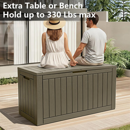 KAMABOKO 31 Gallon Outdoor Storage Box, Resin Deck Boxes Indoor and outdoor, Waterproof Storage Box Lockable Lid for Garden Tools, Package Delivery, Pool Supplies, Patio Cushions, Black