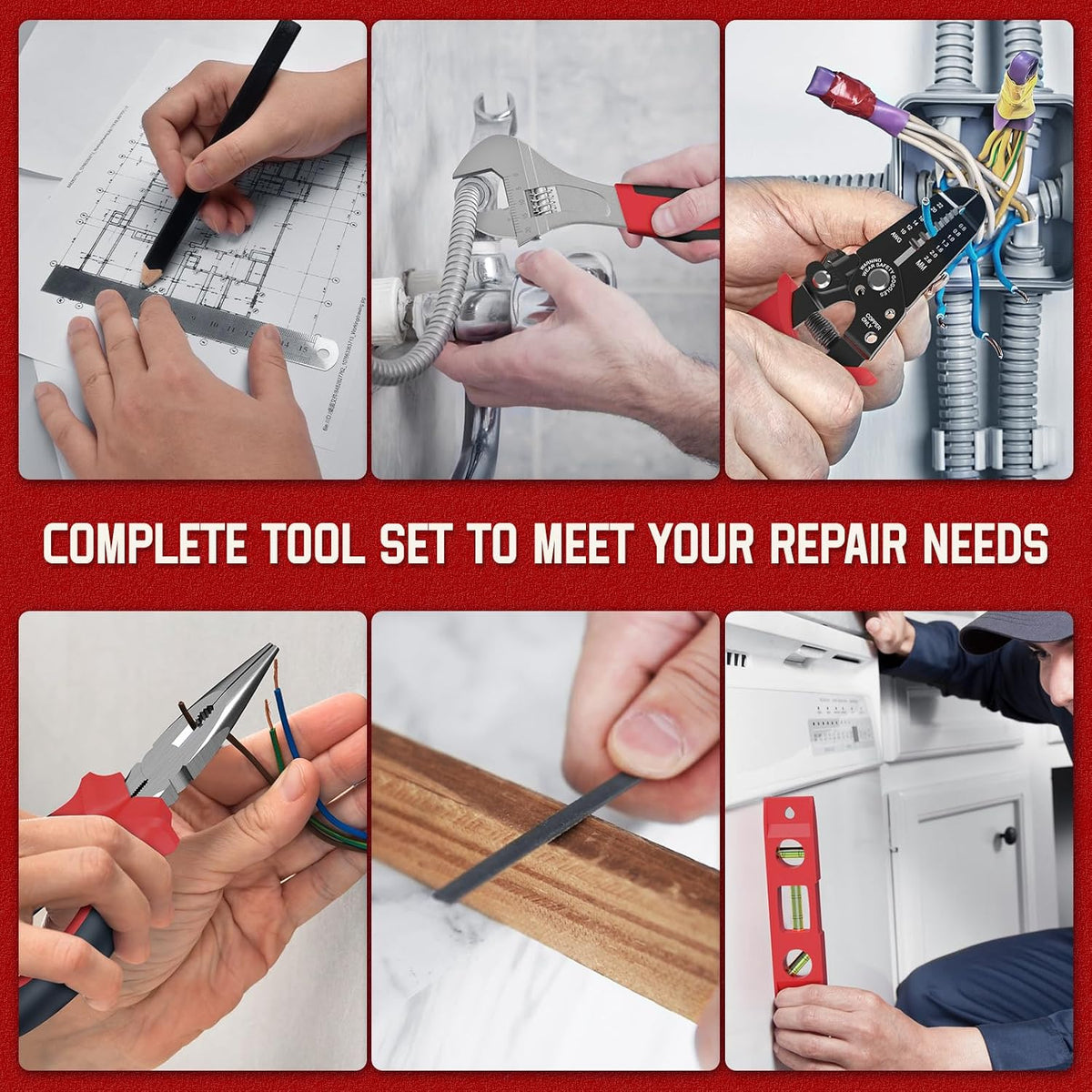 Sundpey 379-PCs Home Tool Kit - Portable Complete Household and Auto Repair Tool Set - Hand General Basic Tool Box Storage Case with Drawer - Full Basic Toolkit for Handyman & Diyer & Homeowner